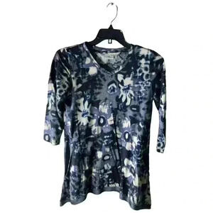 Logo Top Women's Size Small Tie-Dyed 3/4 Sleeves Lagging Look Casual